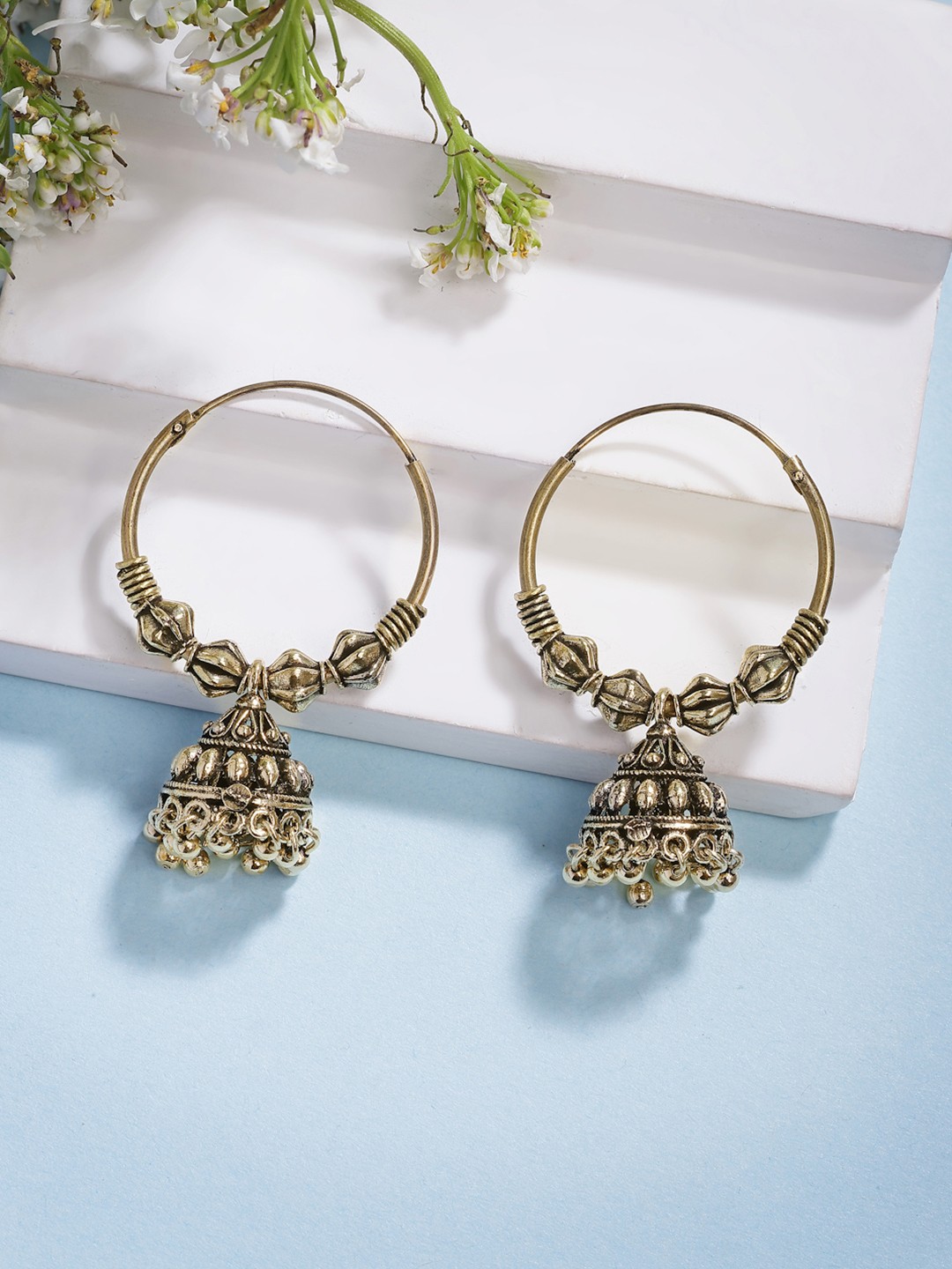 

Anouk Women Gold Plated Oxidised Jhumka Earrings