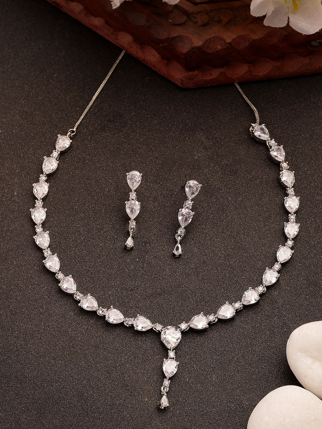 

Anouk Women's Silver-Plated CZ-Studded Brass Handcrafted Jewellery Set