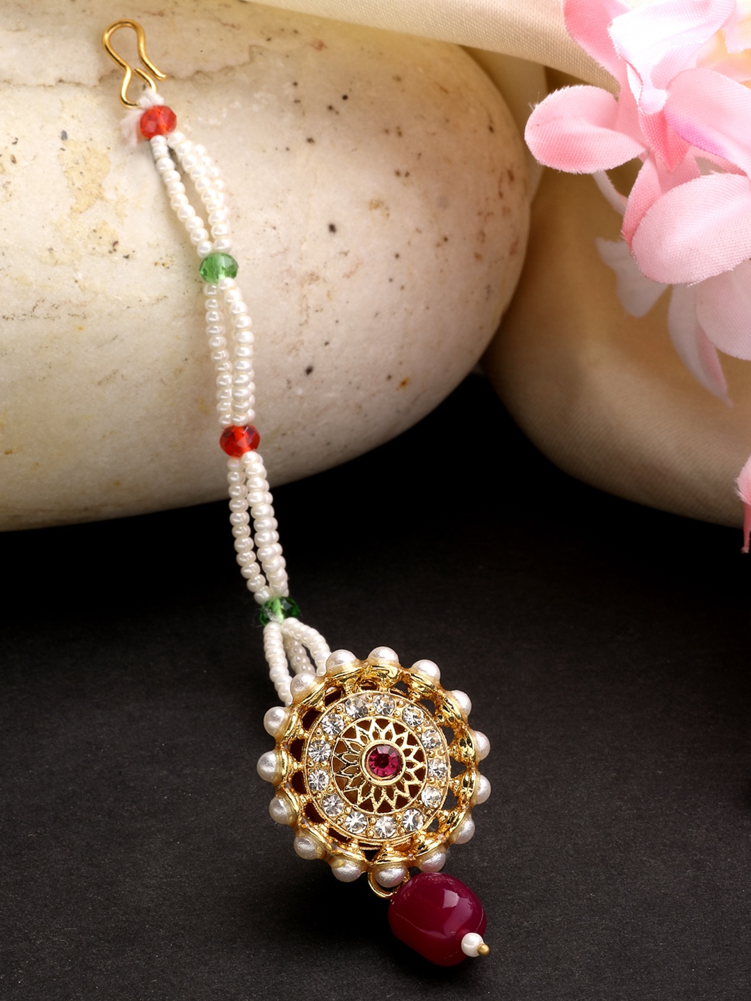 

Anouk Women Gold-Plated CZ Stone-Studded Borla Maang Tikka