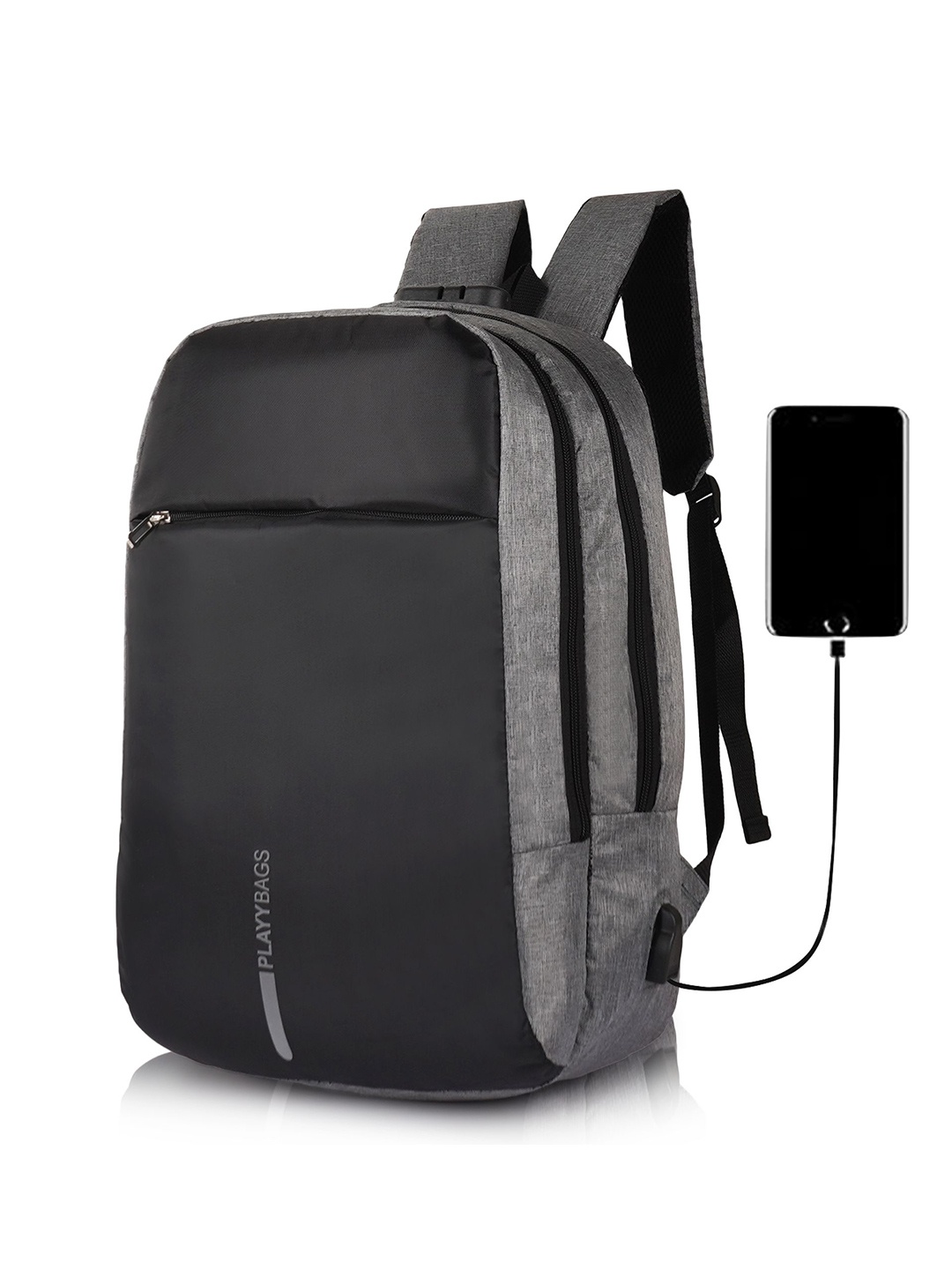 

PLAYYBAGS Unisex Brand Logo Backpack, Grey