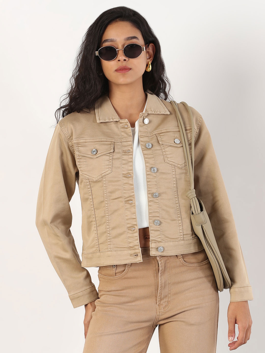 

SHOWOFF Women Windcheater Denim Jacket, Khaki