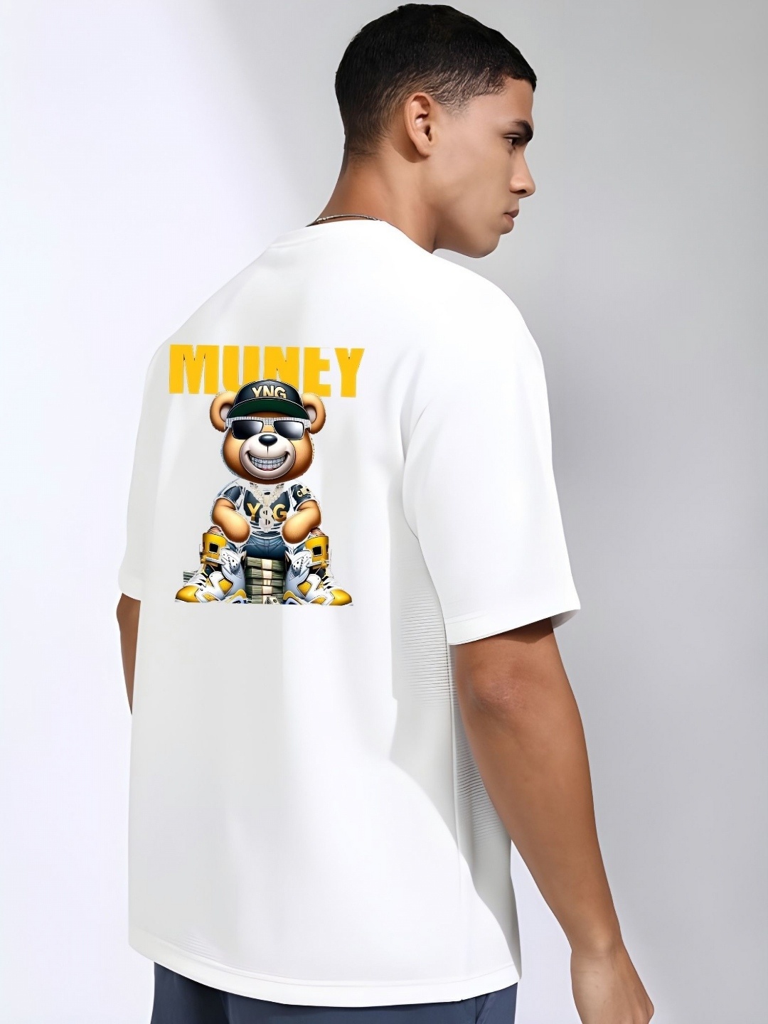 

THE BEETEL HOUSE Men Drop-Shoulder Sleeves T-shirt, White