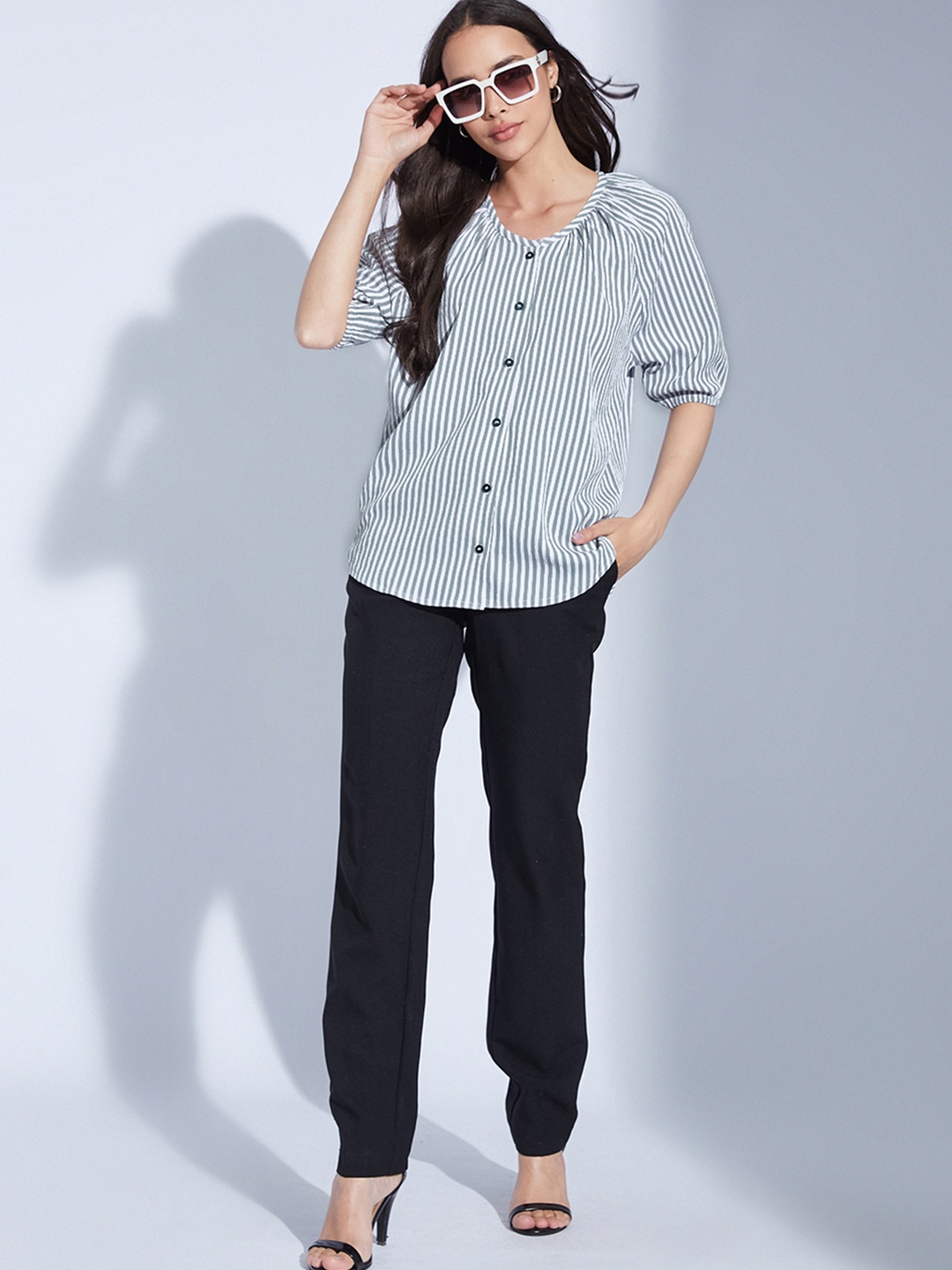

Moda Rapido Puff Sleeve Top, Grey