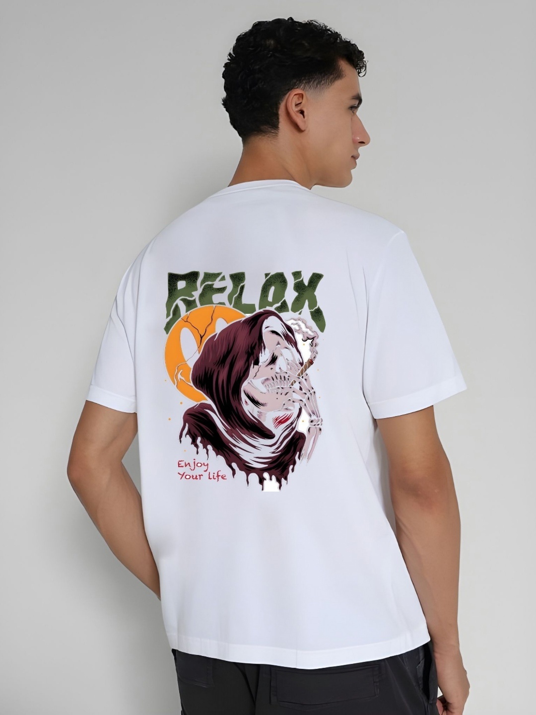 

THE BEETEL HOUSE Men Drop-Shoulder Sleeves T-shirt, White