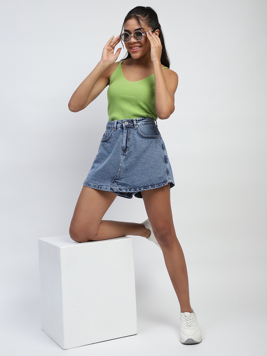 

Global Republic Women High-Rise Outdoor Denim Shorts, Blue