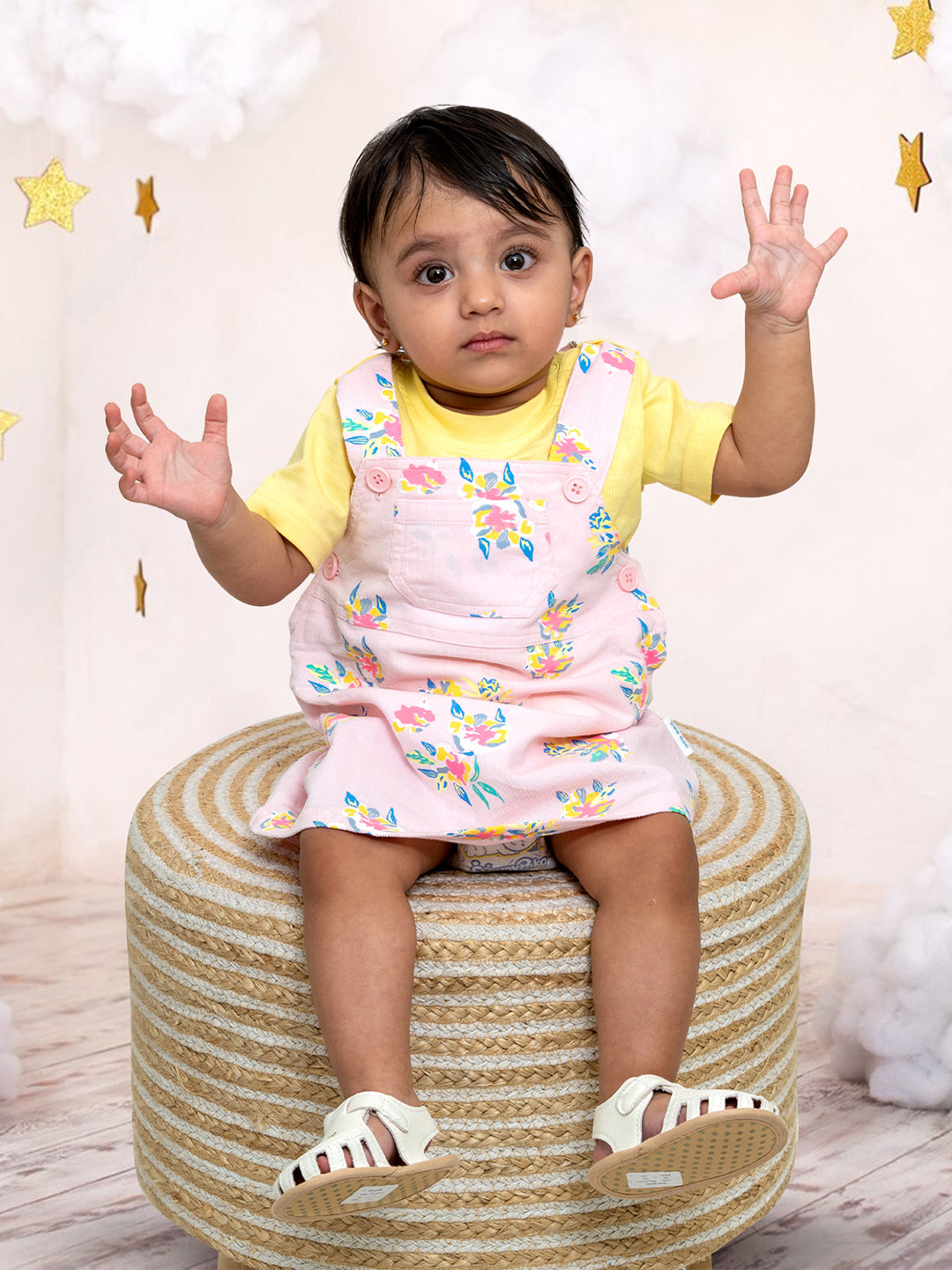 

MeeMee Floral Print Pinafore Dress, Pink