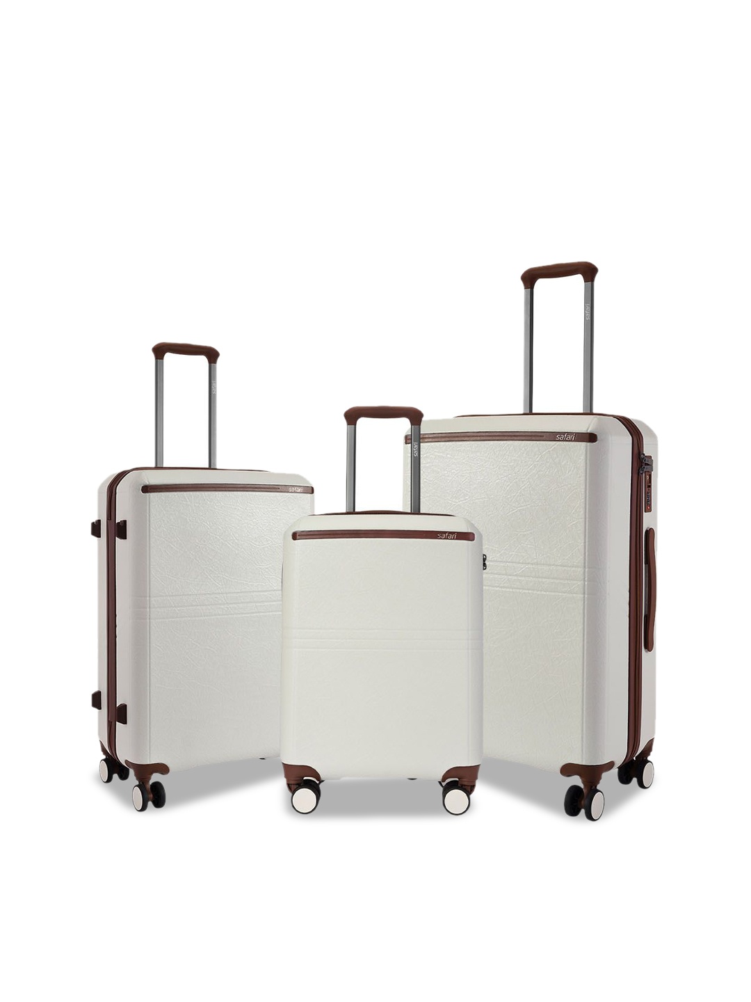 

Safari Select Heritage Set Of 3 Textured Hard-Sided Trolley Suitcase, Off white