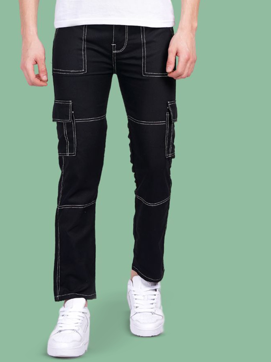 

COMFITS Men Classic Tapered Fit Highly Distressed Jeans, Black