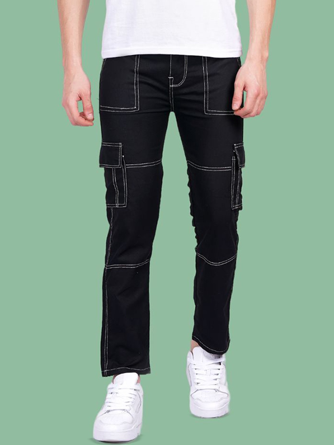 

COMFITS Men Classic Tapered Fit Low Distress Jeans, Black