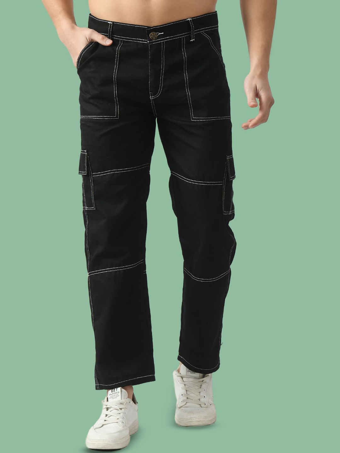 

COMFITS Men Classic Tapered Fit Highly Distressed Jeans, Black