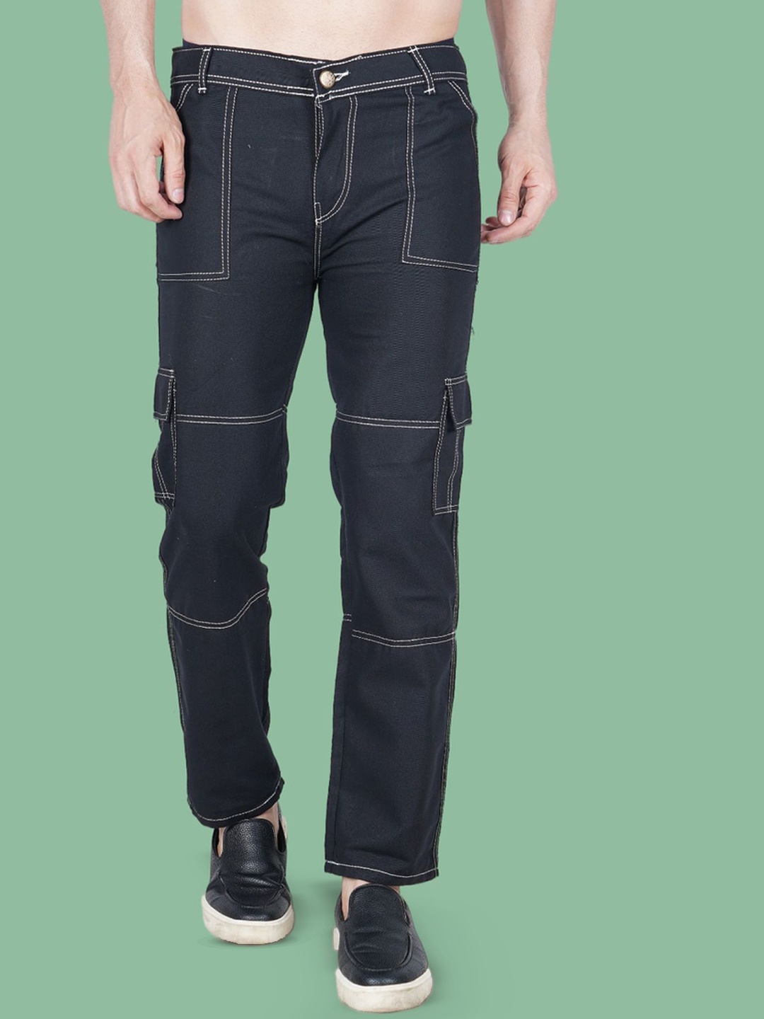 

LINARIA Men Classic Straight Fit Low Distress Jeans, Black
