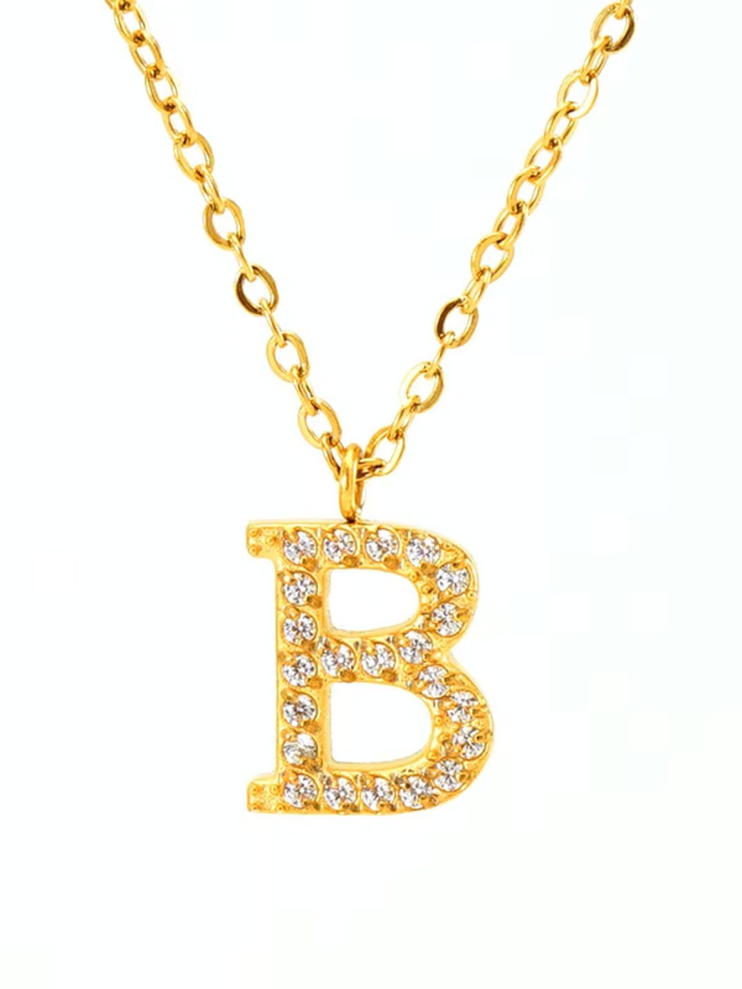 

ZAISHA 18k Gold-Plated Stainless Steel Stone Studded Alphabet R Pendant With Chain