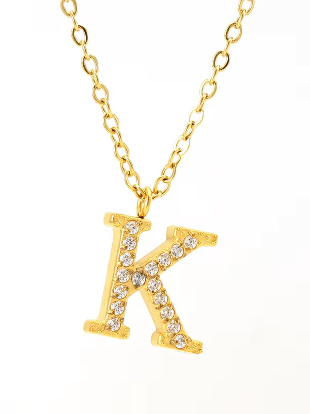 

ZAISHA 18k Gold-Plated Stainless Steel Stone Studded Alphabet R Pendant With Chain