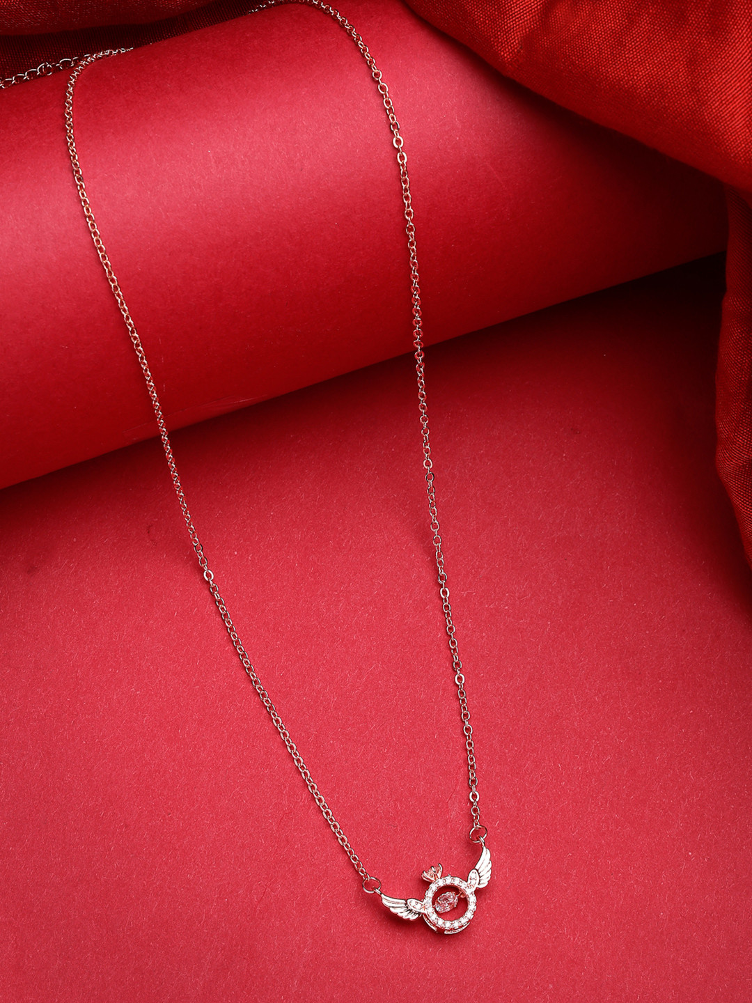 

DressBerry Women Rose Gold American Diamond Metal Chain