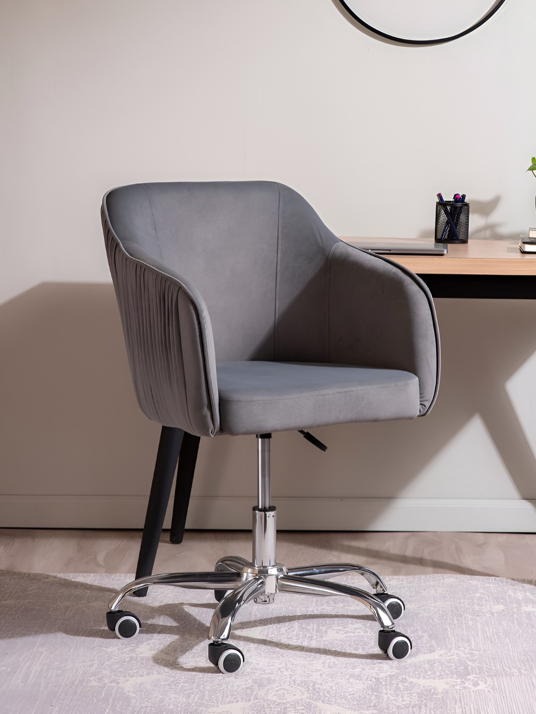 

nestroots Grey Home Office Chair With Wheels
