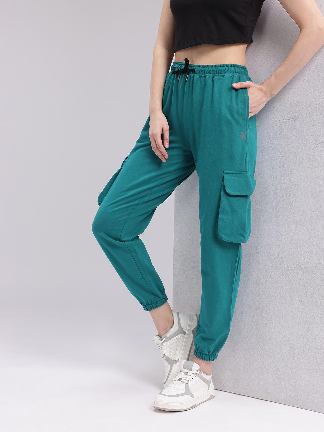 

HRX by Hrithik Roshan Solid Cargo Track Pants, Blue