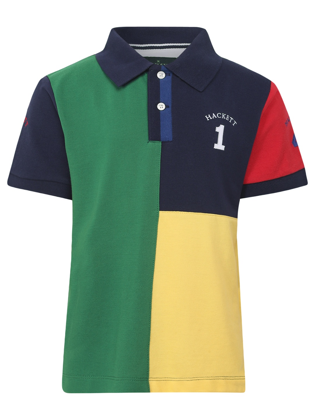 

HACKETT LONDON Boys Colourblocked Polo Collar T-shirt, Green