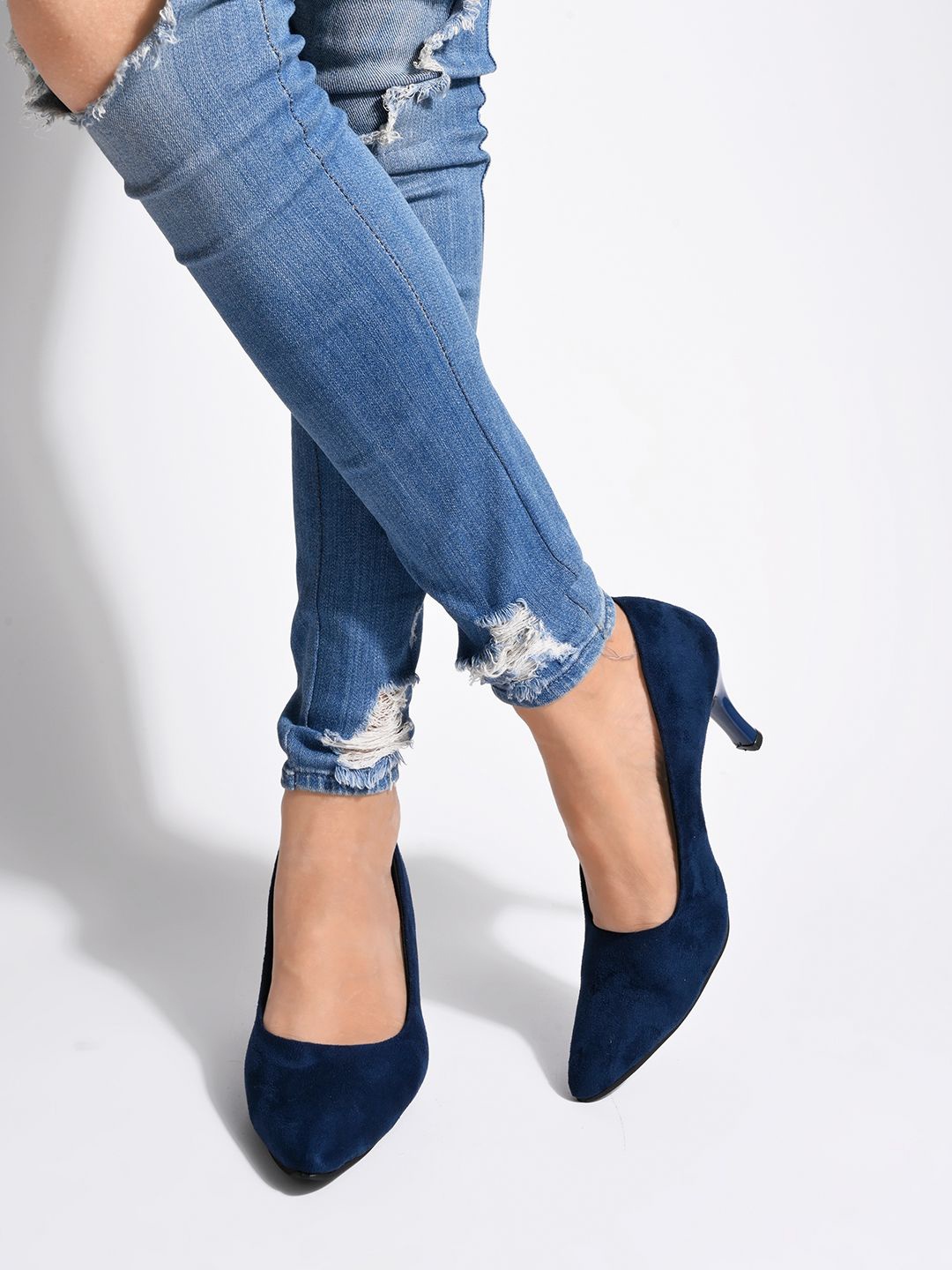 

Shoetopia Girls Suede Stiletto Pumps, Blue
