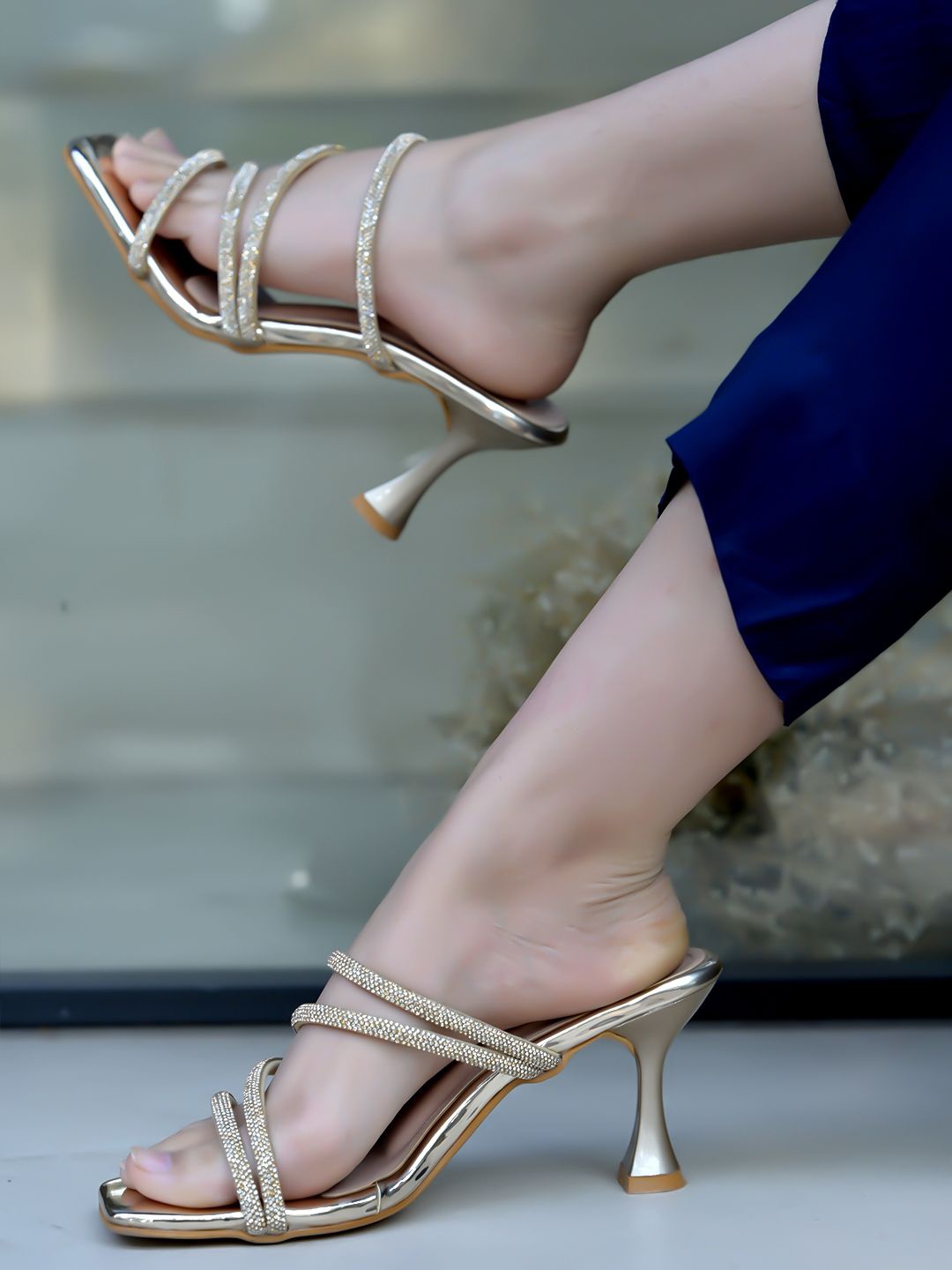 

Shoetopia Girls Embellished Platform Heel Sandals, Gold
