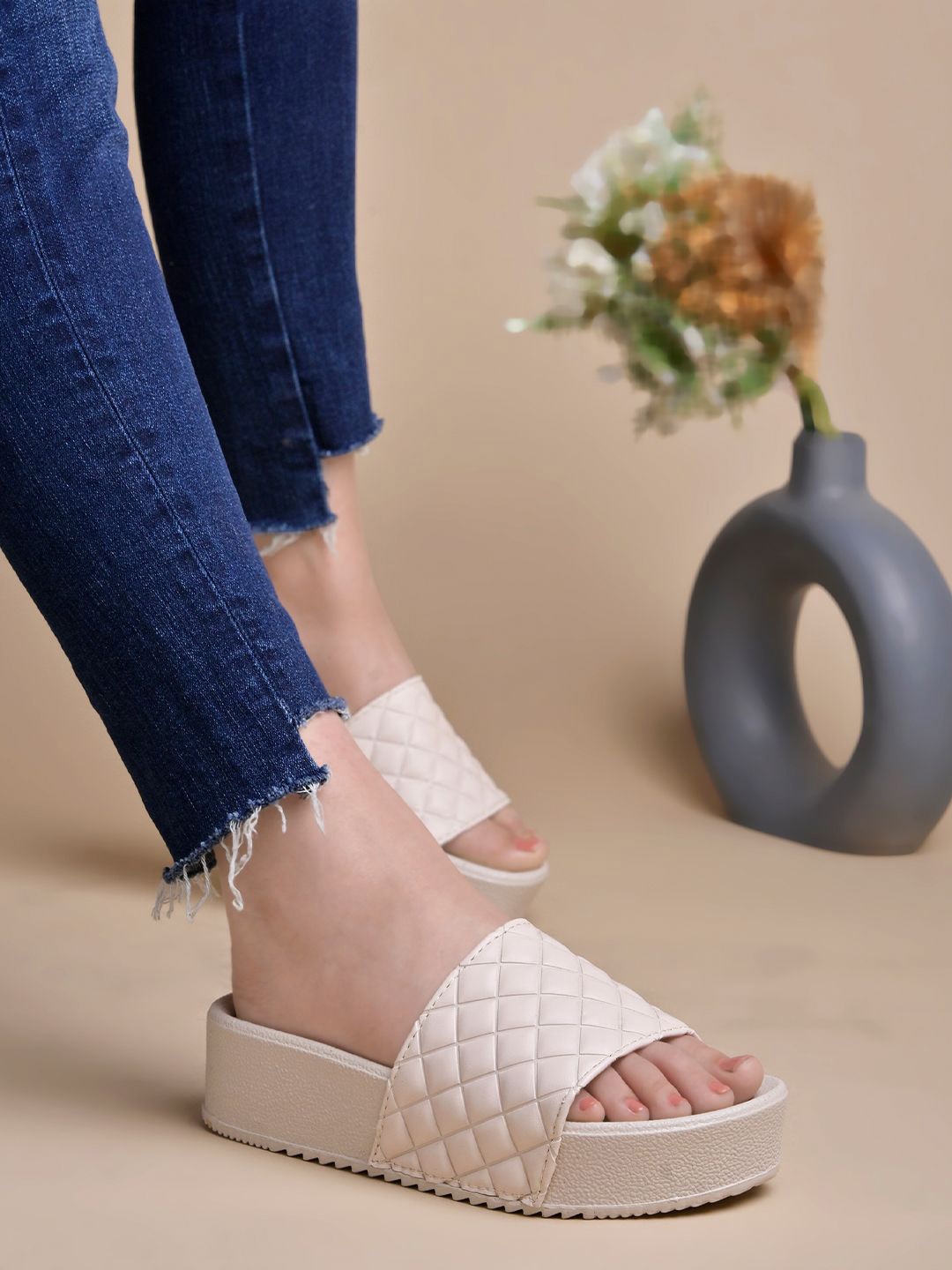 

Shoetopia Girls Comfort Open Toe Flatform Sandals, Cream
