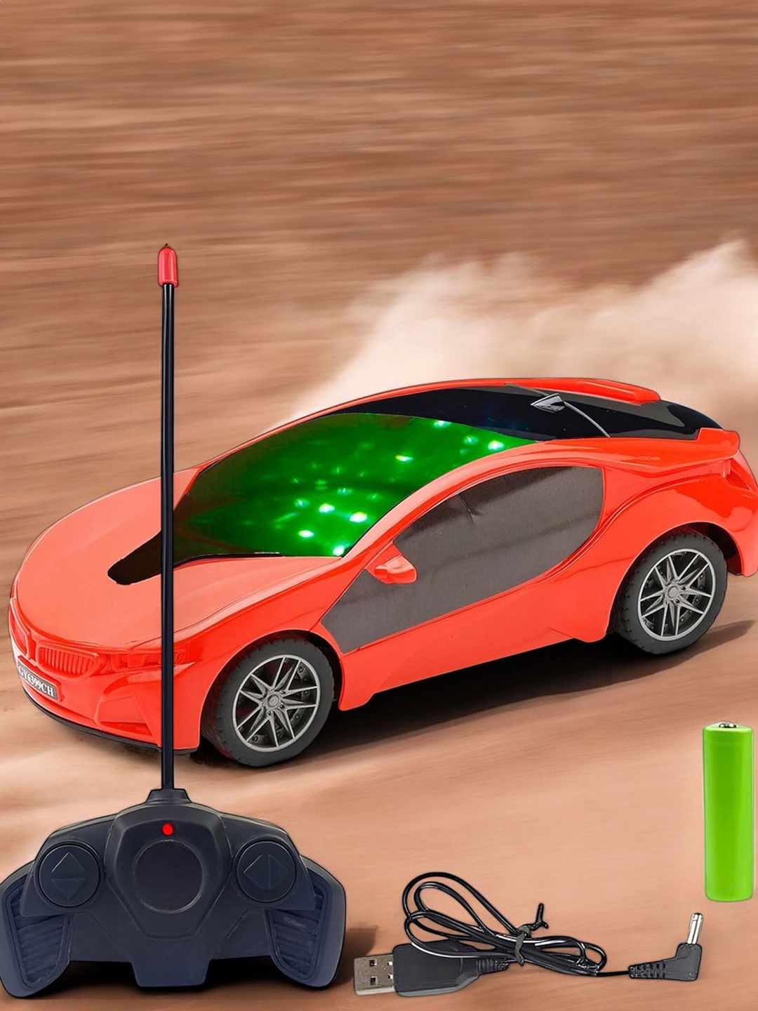 

TBQ-The Baby Qoull 3D Rechargable Remote Control Racing Car, Red