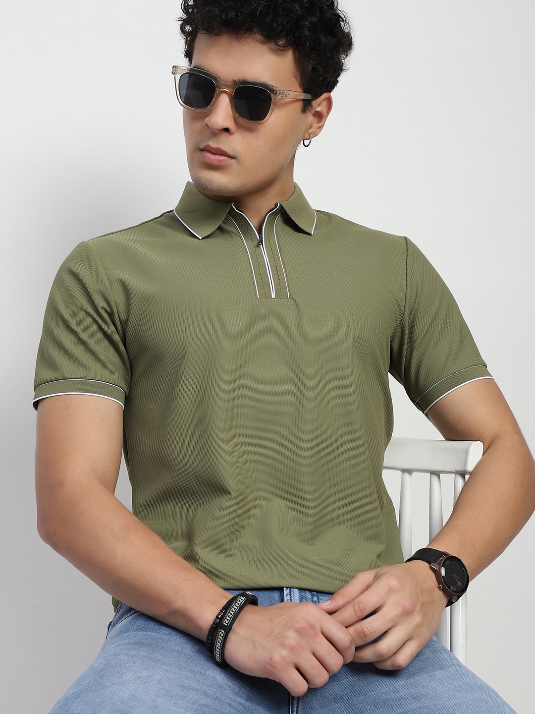 

Global Republic Men Polo Collar T-shirt, Green