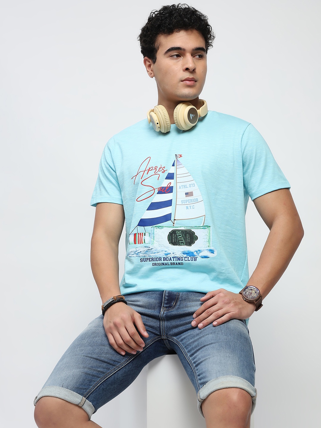 

Global Republic Men Printed T-shirt, Blue