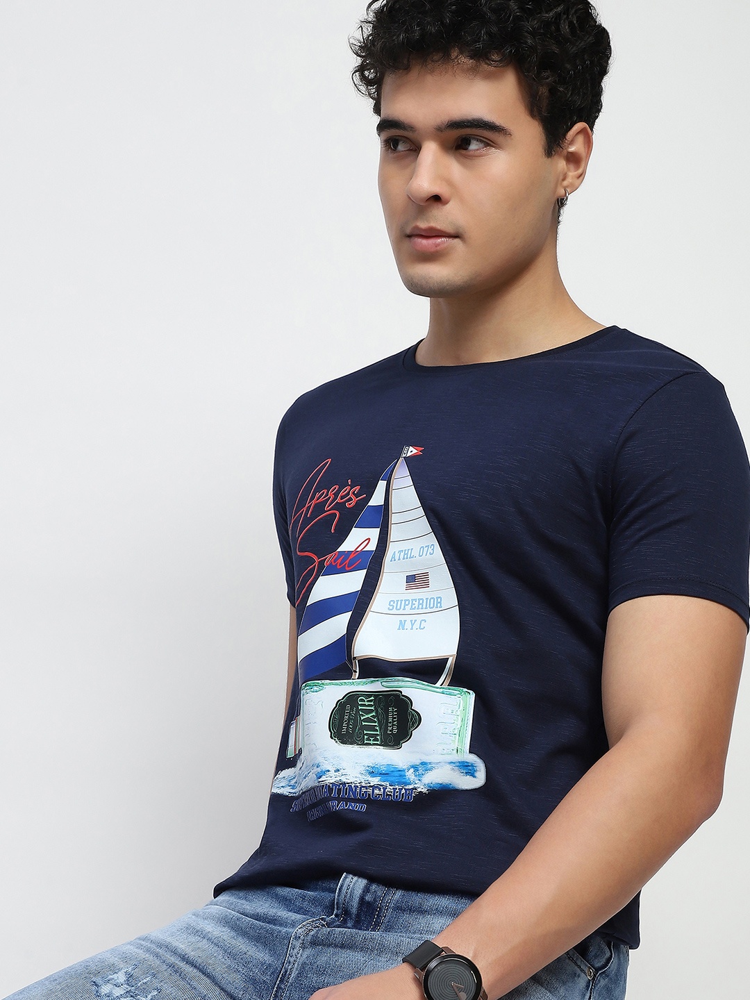 

Global Republic Men Printed T-shirt, Navy blue