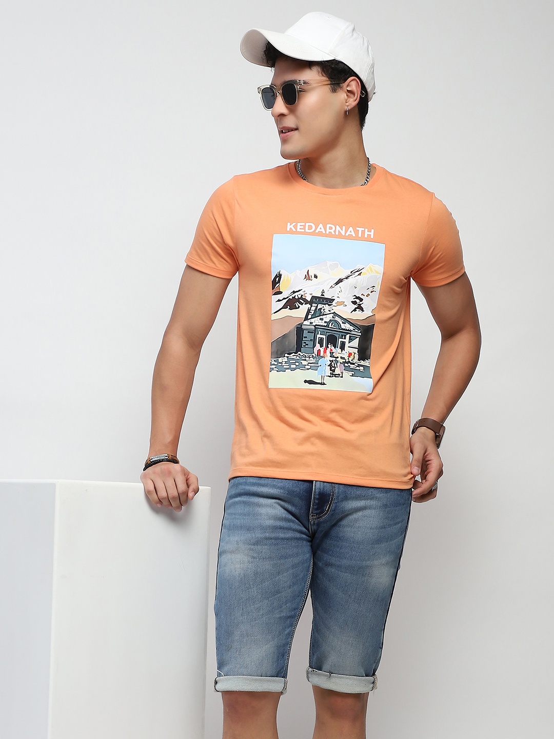 

Global Republic Men Printed Graphic Print T-shirt, Orange