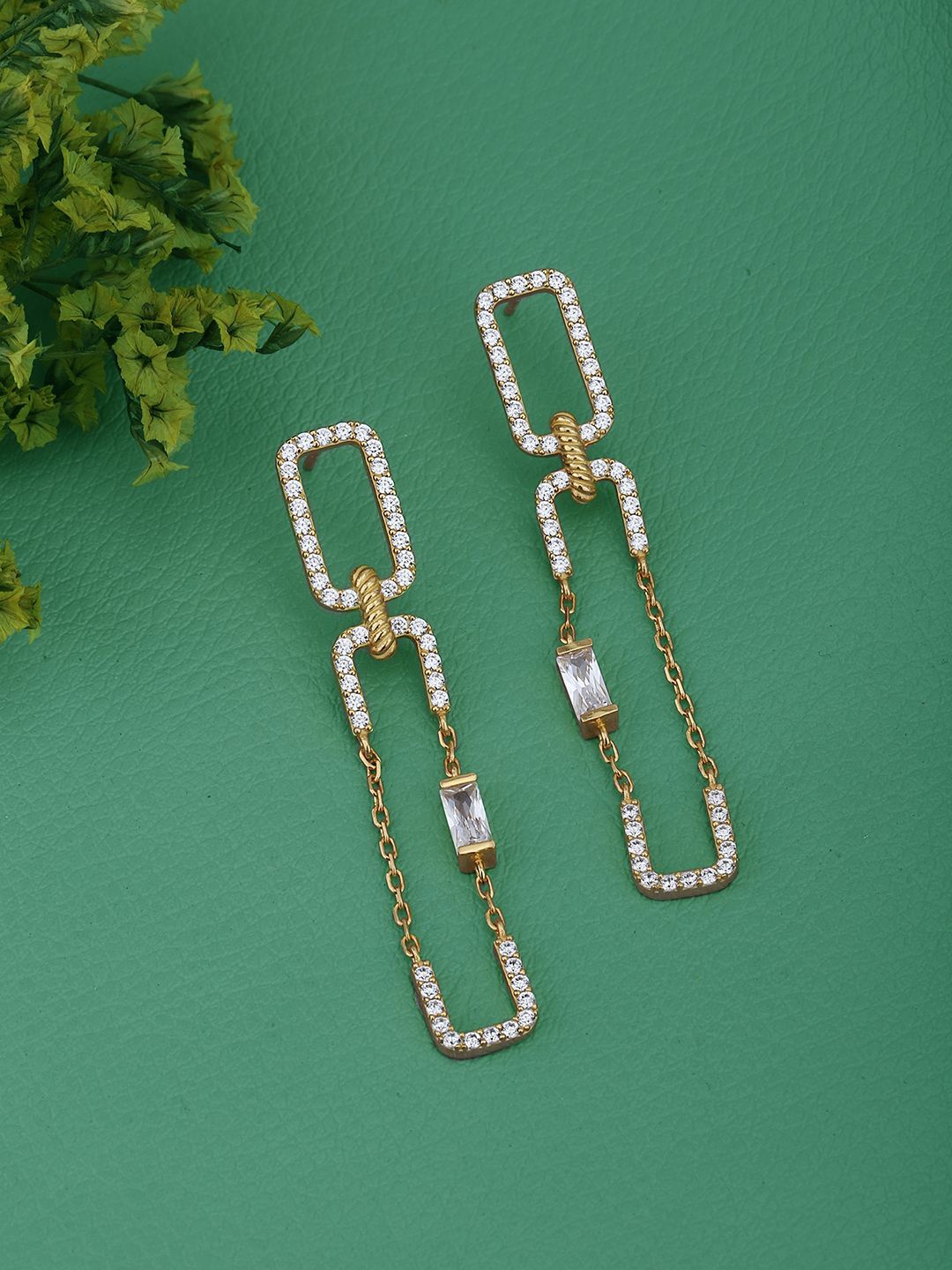 

Carlton London 18kt Gold Plated CZ Contemporary Fancy Drop Earring