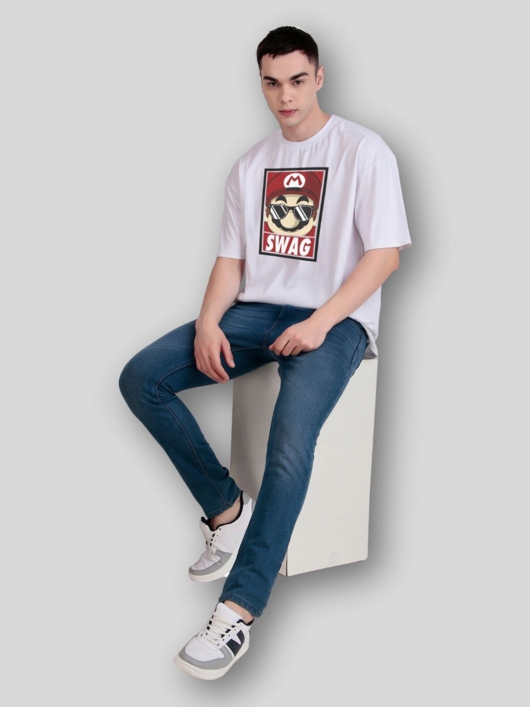 

FLYIND VOGUE OUTFIT Men Printed Bio Finish Applique T-shirt, White