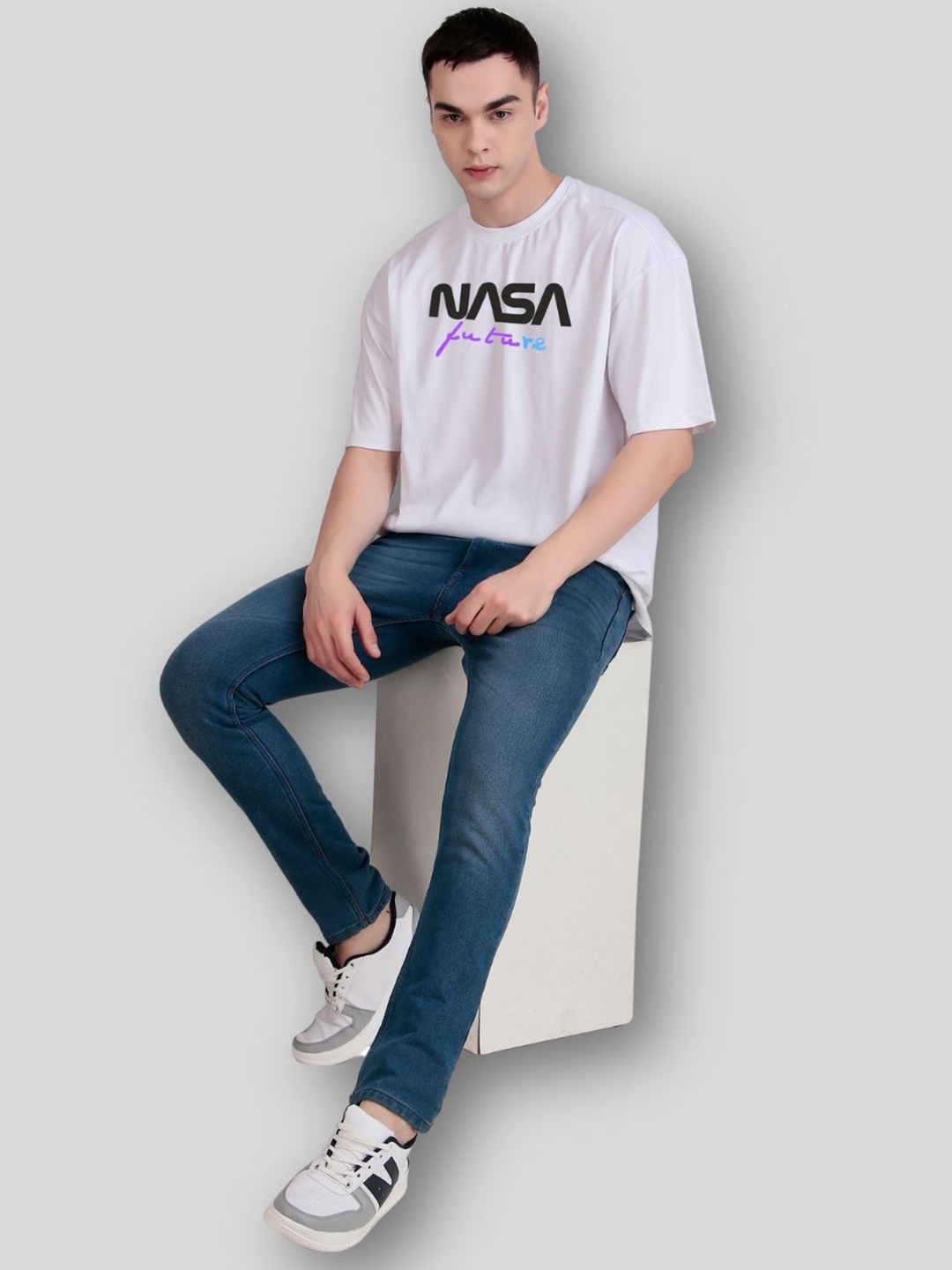 

FLYIND VOGUE OUTFIT Men Printed Bio Finish Applique T-shirt, White