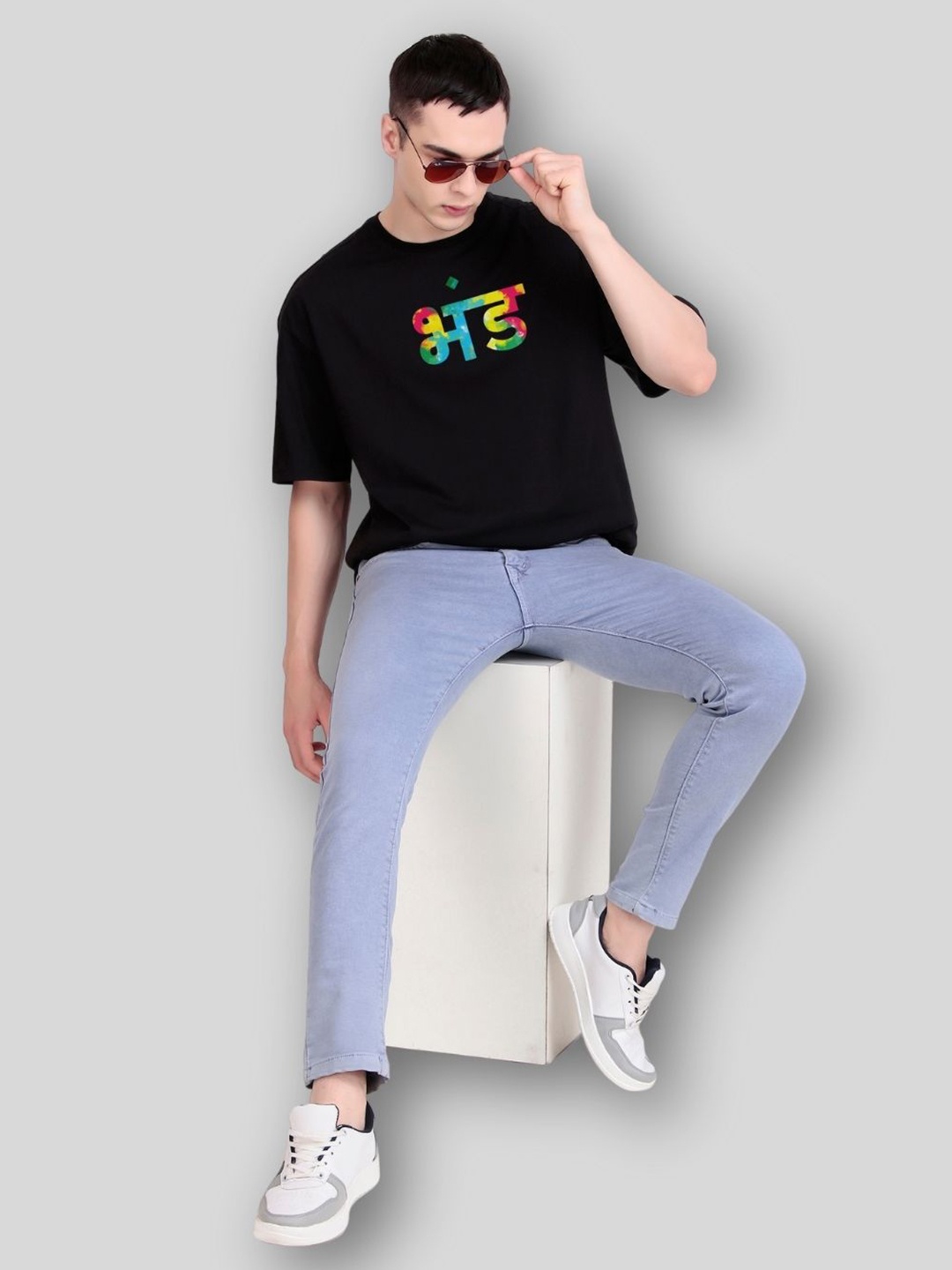 

FLYIND VOGUE OUTFIT Men Printed Bio Finish Applique T-shirt, Black