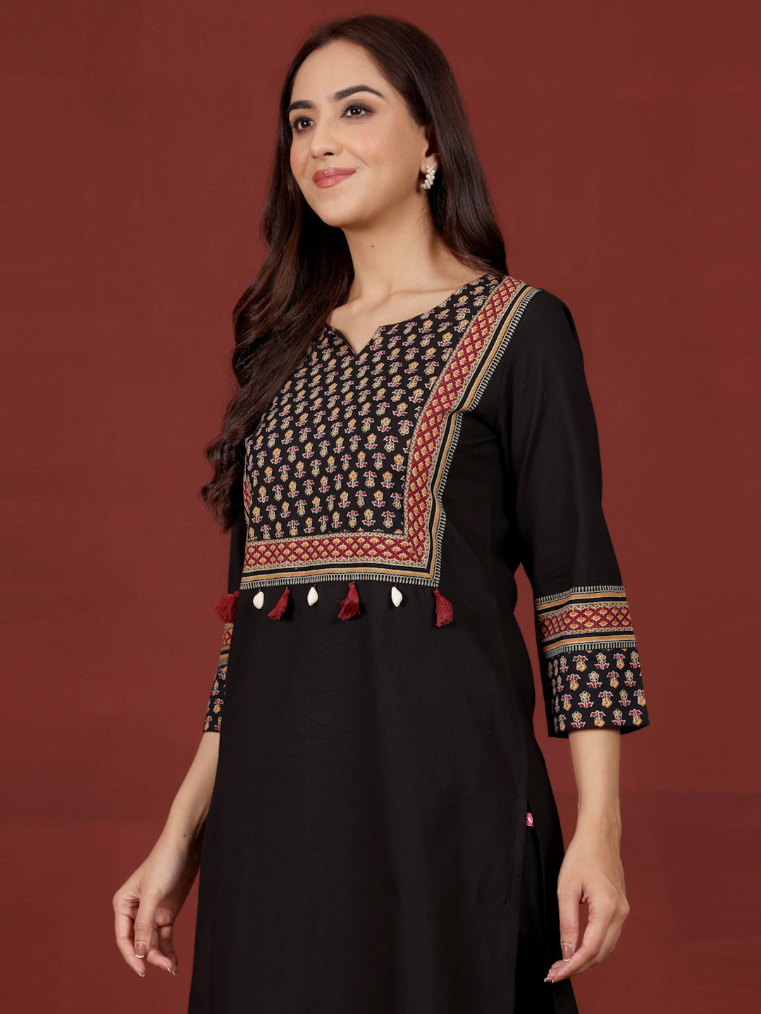 

Varanga Women Block Print Kurta, Black