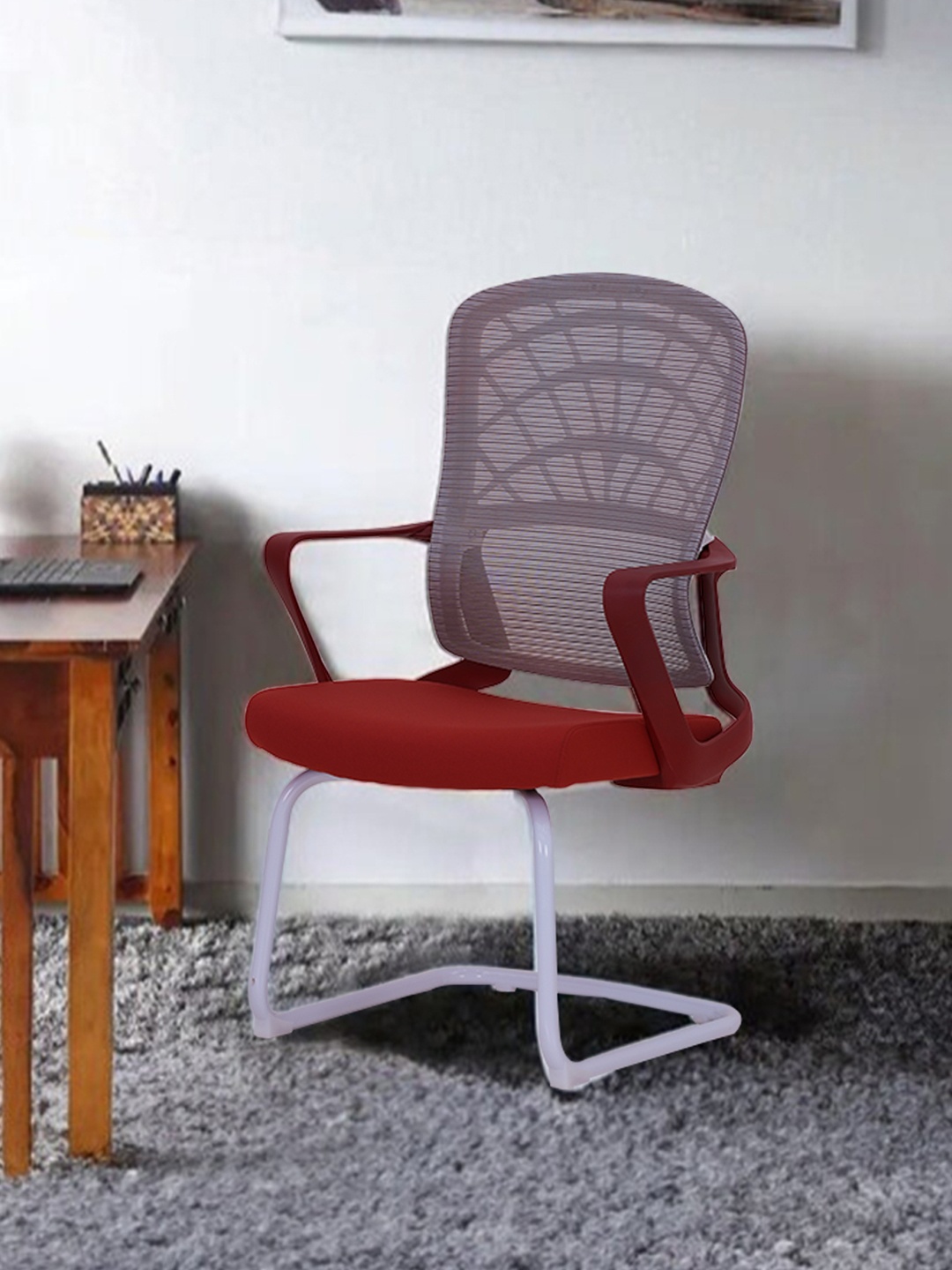 

Royaloak Grey & Maroon Rome Italian Mesh Visitor Chair