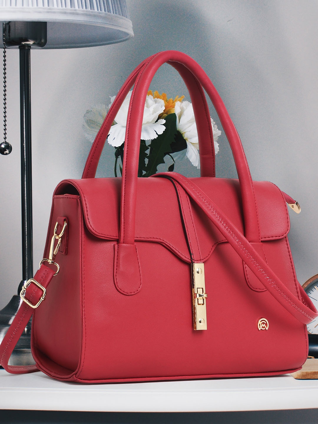 

Martucci Structured Shoulder Bag with Quilted, Maroon