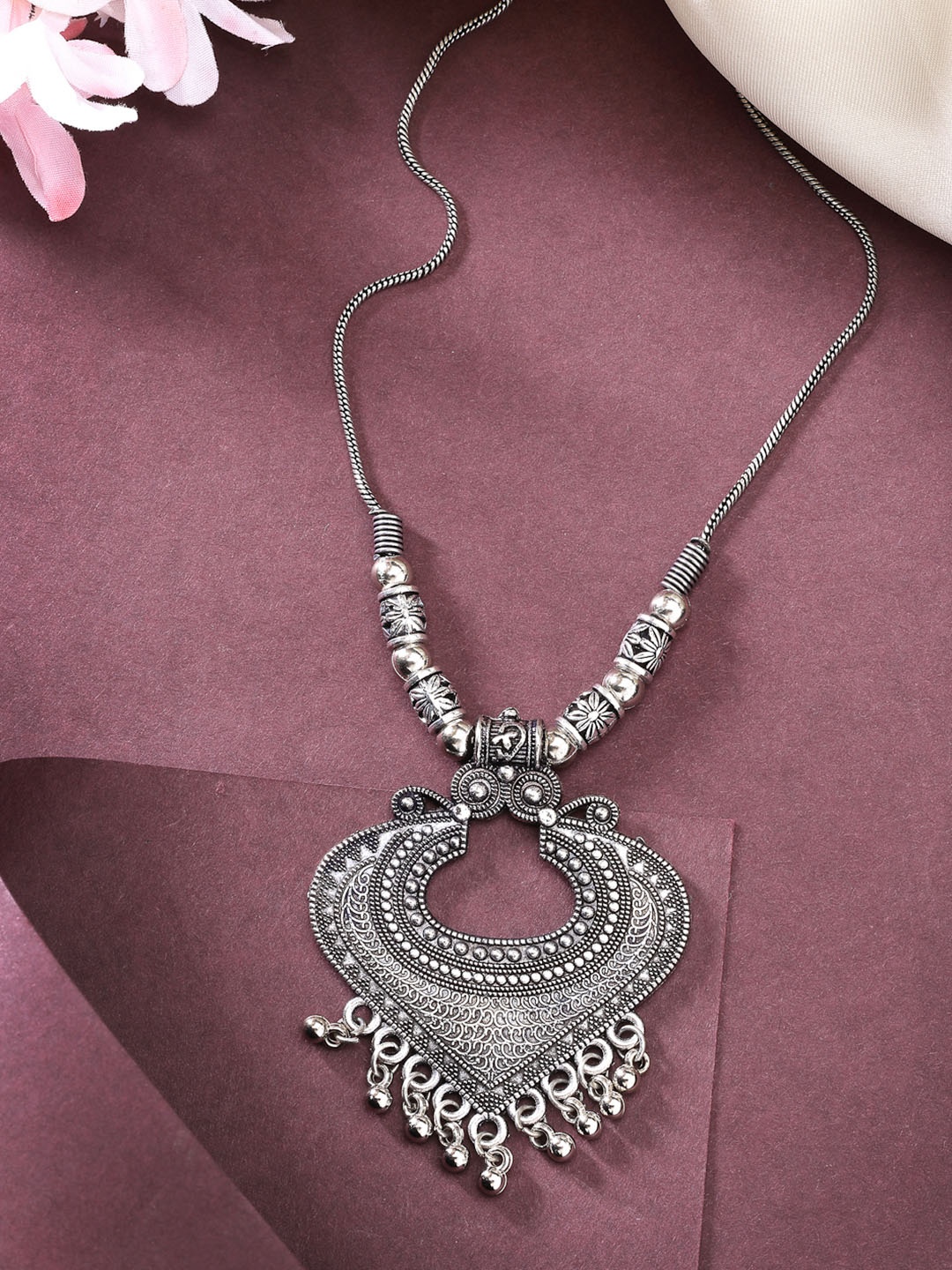 

Anouk Women Silver-Toned German Silver Oxidised Pendant with Chain