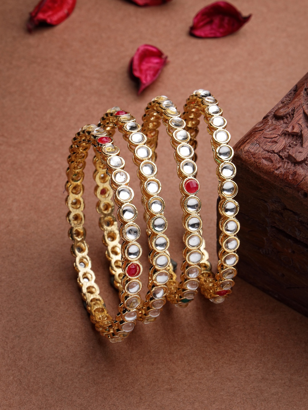 

Anouk Set of 4 Gold Plated Kundan Studded Bangles