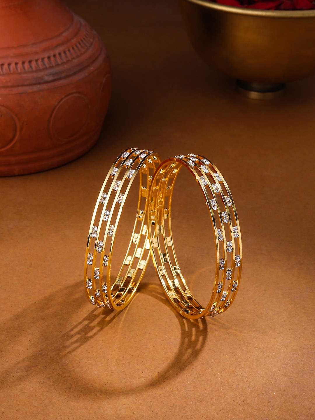 

Anouk Set of 2 Gold-Plated CZ Studded Bangles