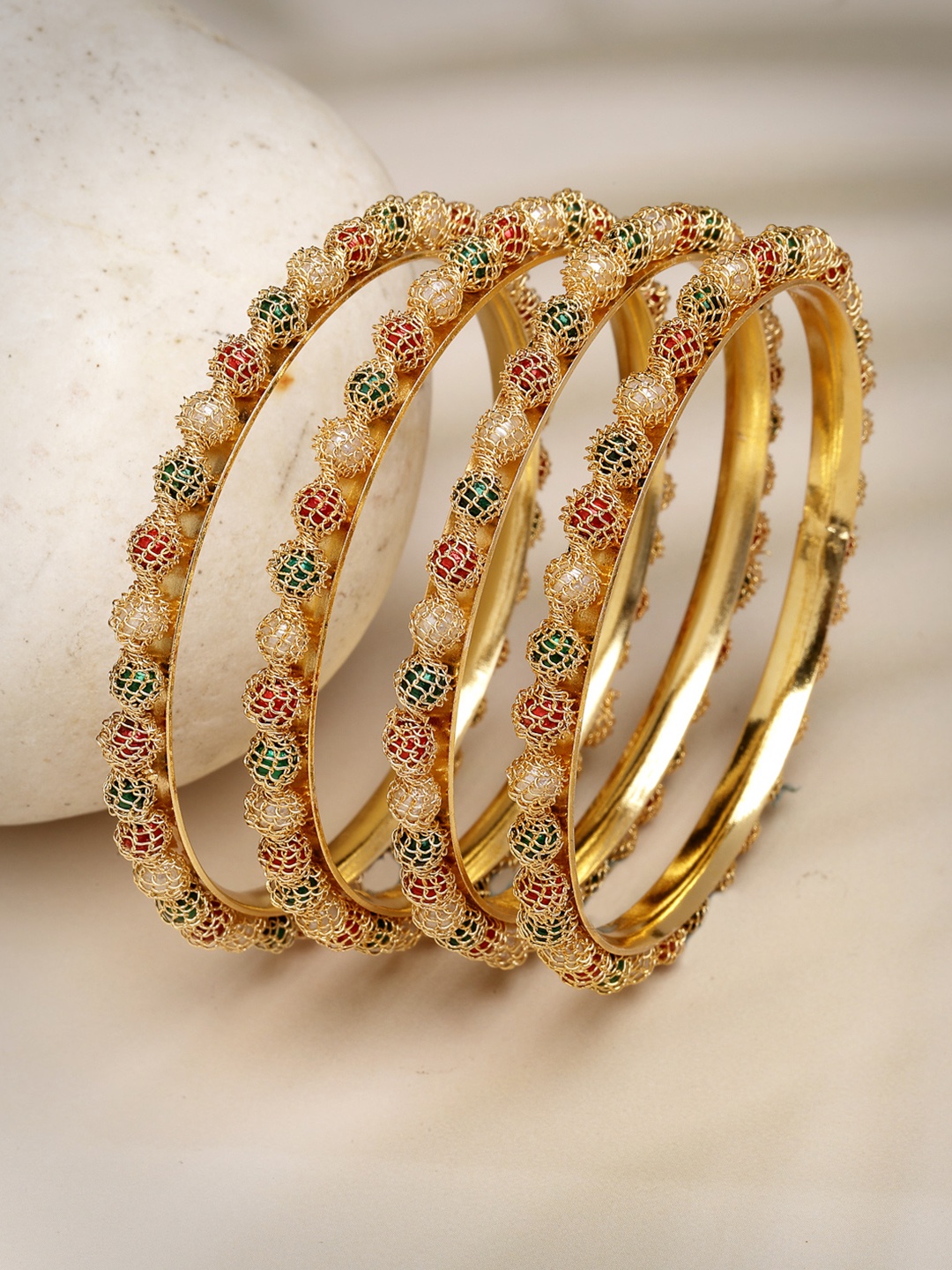 

Anouk Women Set of 4 Gold-Plated Beads Handcrafted Traditional Bangles
