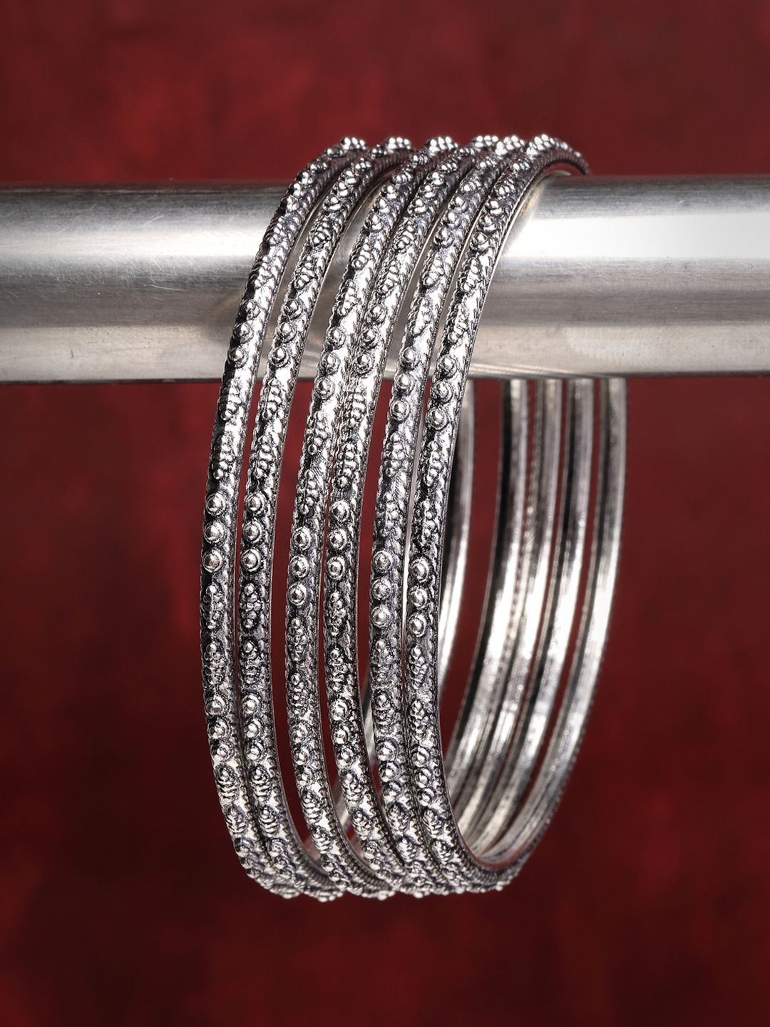 

Anouk Women Set of 6 Silver-Toned German Silver Oxidised Bangles
