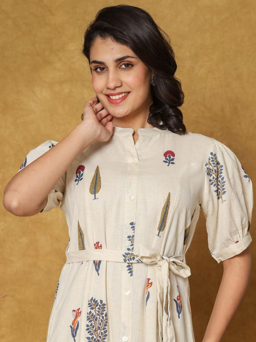 

Indo Era Printed A-Line Ethnic Dresses, White
