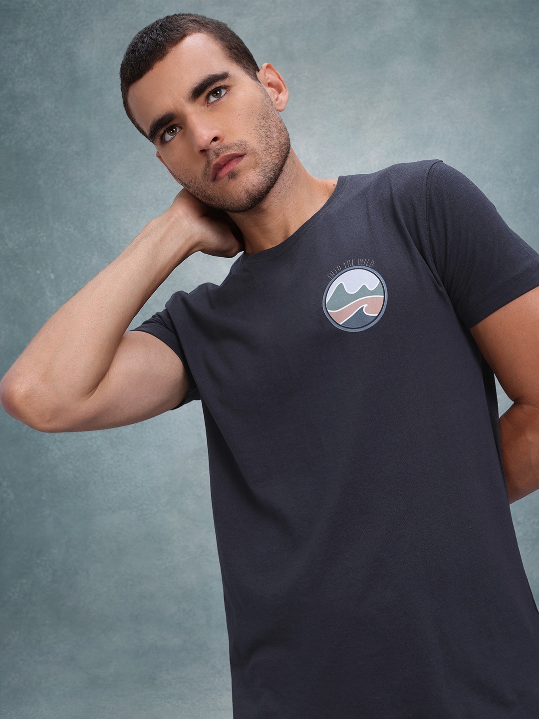 

The Roadster Lifestyle Co. Men Printed T-shirt, Charcoal