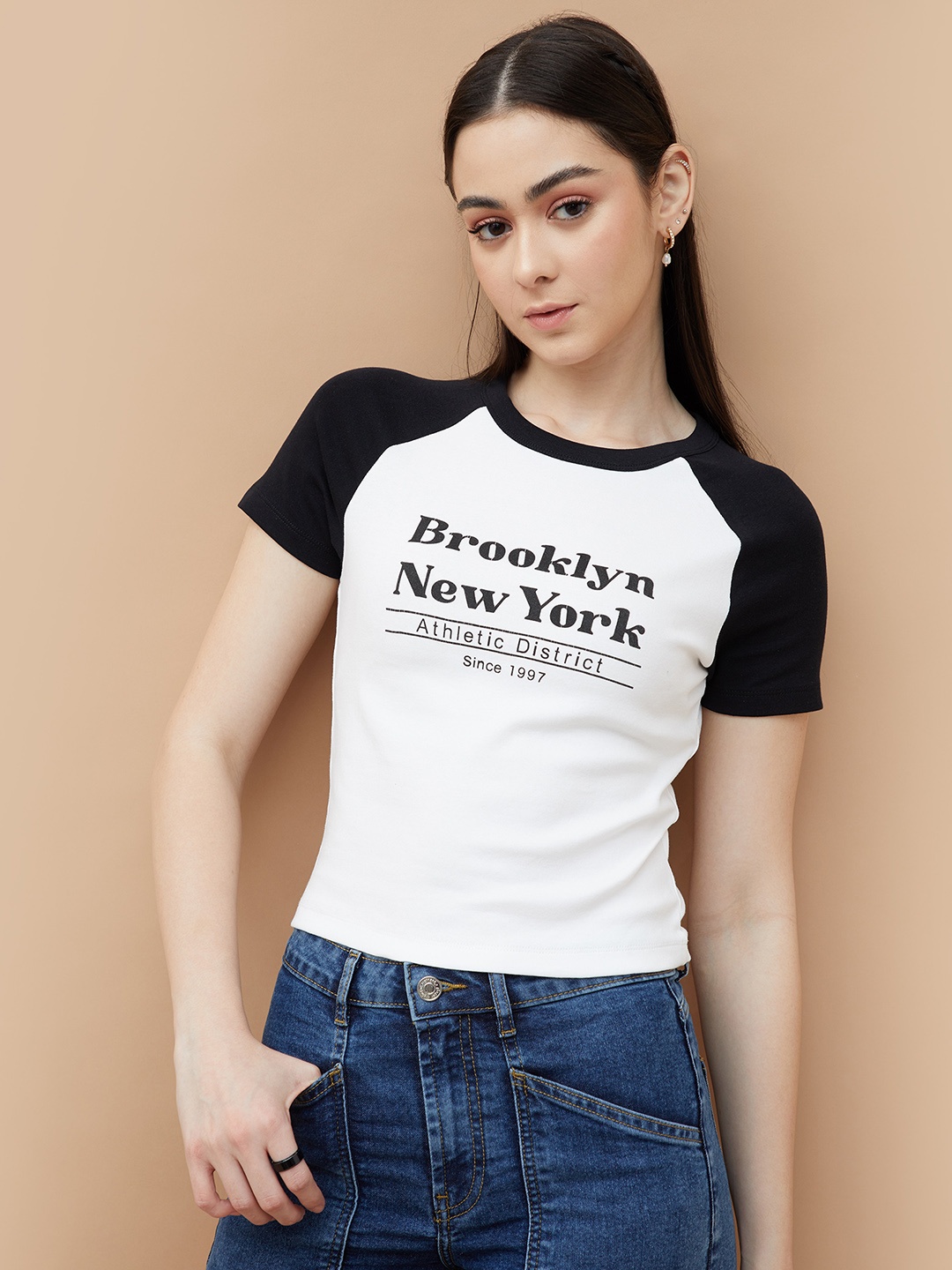 

Ginger by Lifestyle Women Typography Printed Pockets T-shirt, Black
