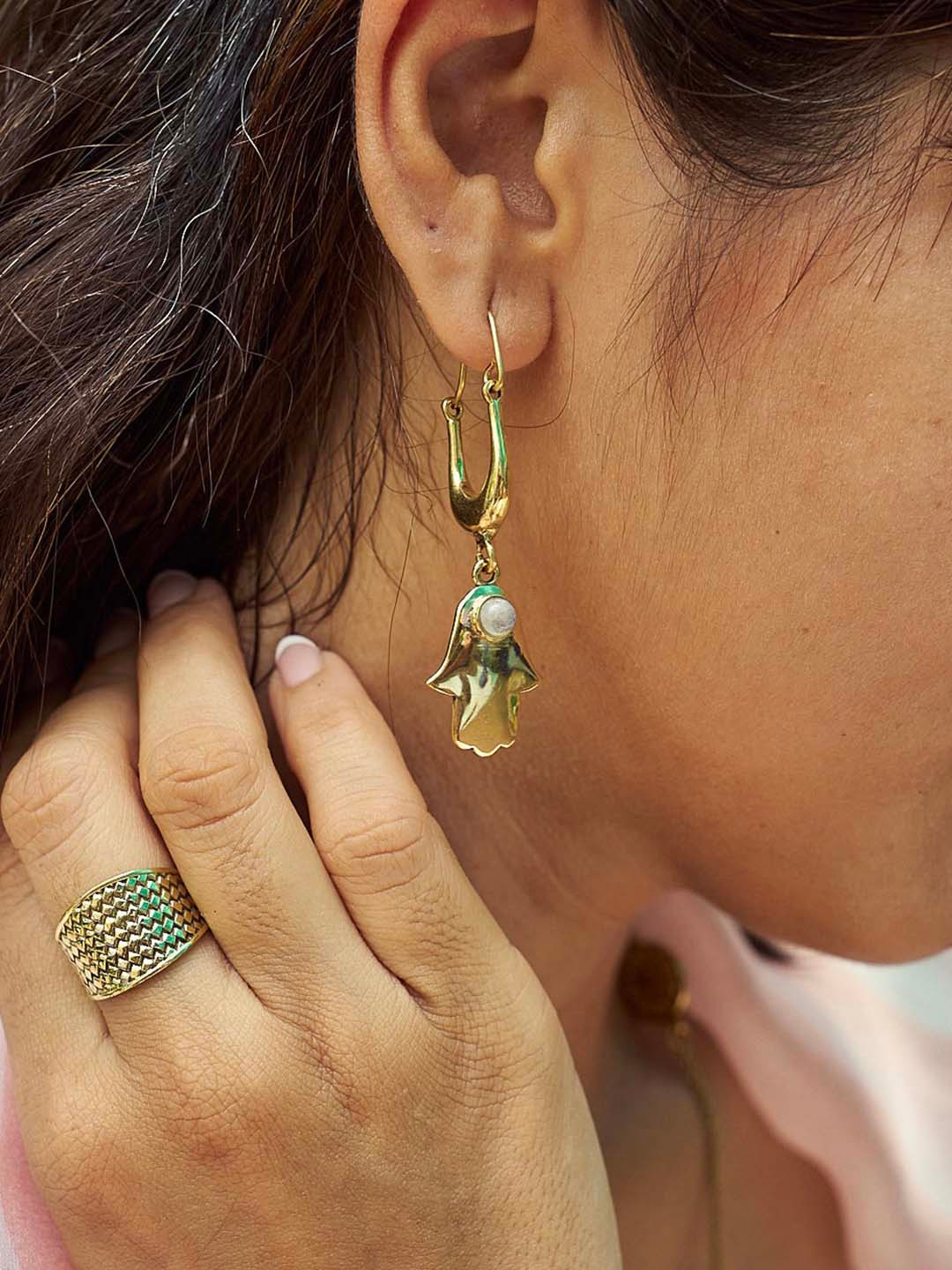 

Soul Works Contemporary Jhumkas Earrings, Gold