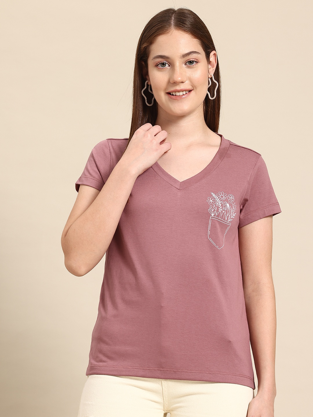 

Hang and wear Pure Cotton T-shirt, Pink