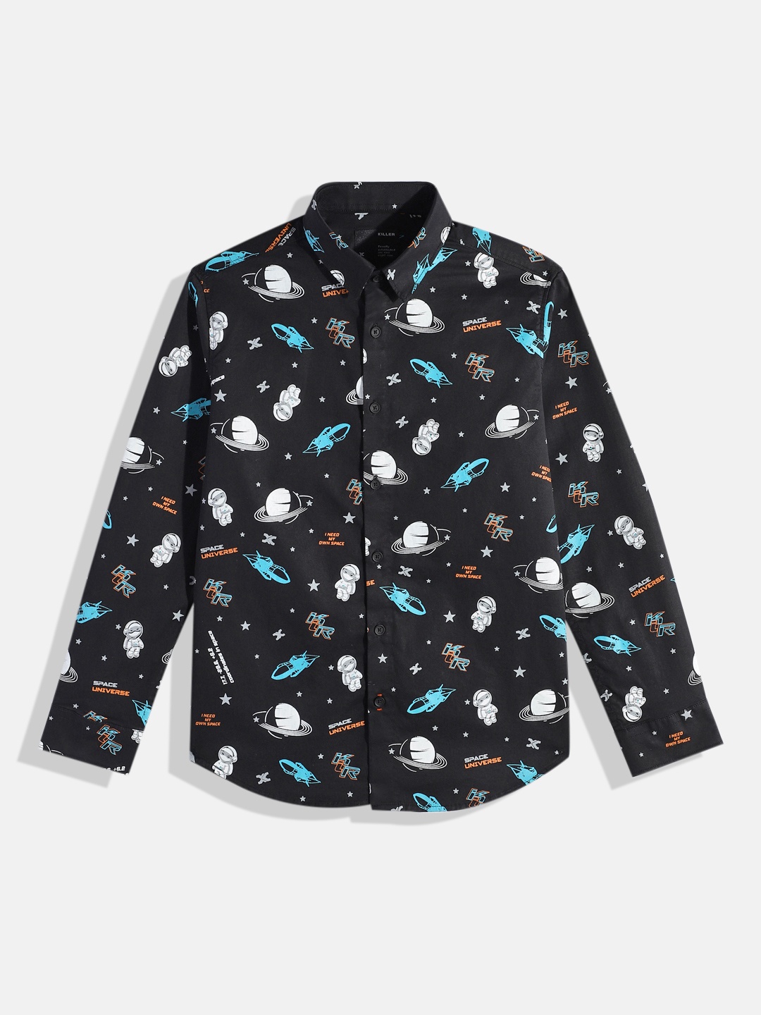 

JUNIOR KILLER Boys Slim Fit Printed Casual Shirt, Black