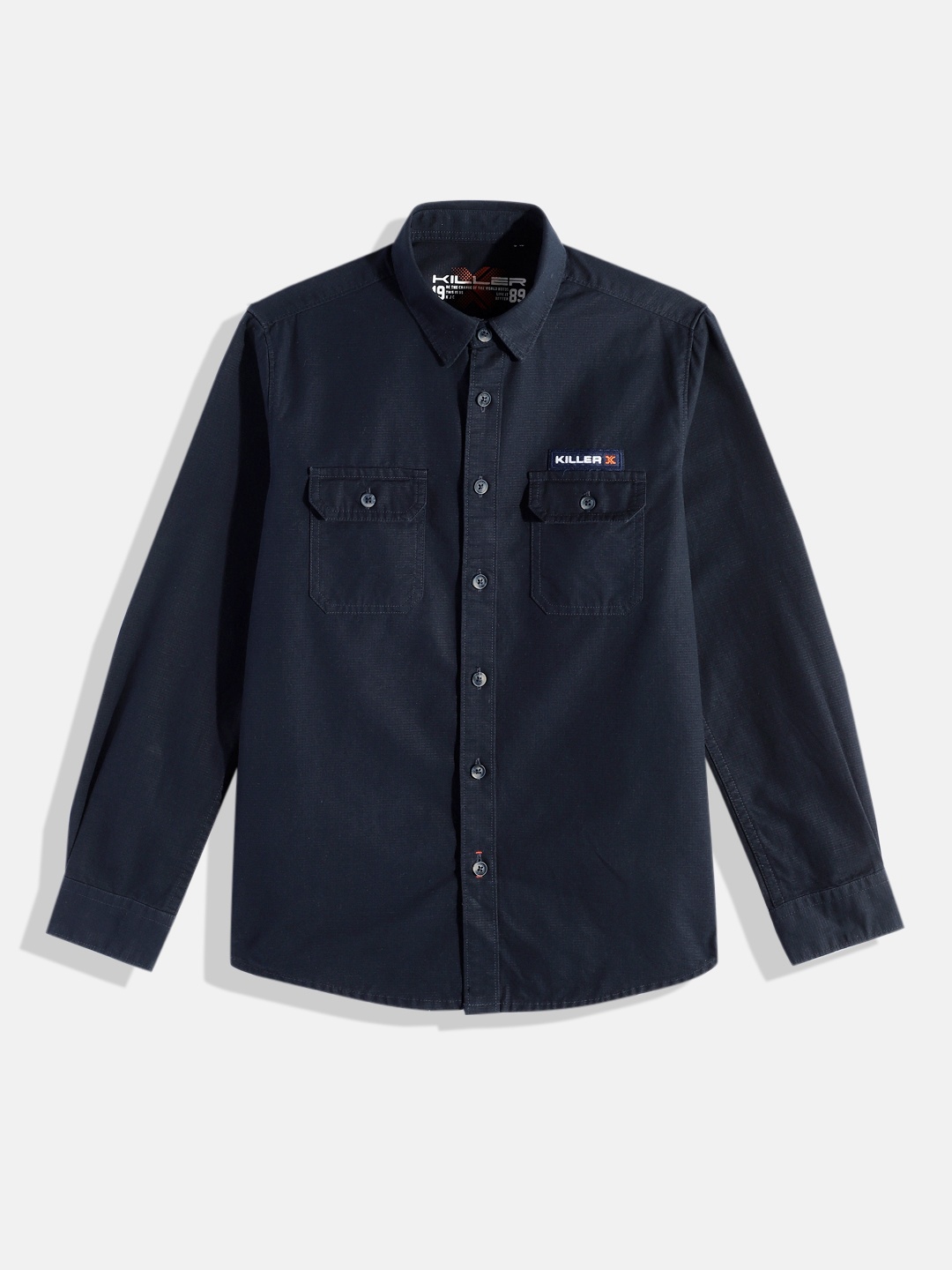 

JUNIOR KILLER Boys Slim Fit Pure Cotton Casual Shirt, Navy blue