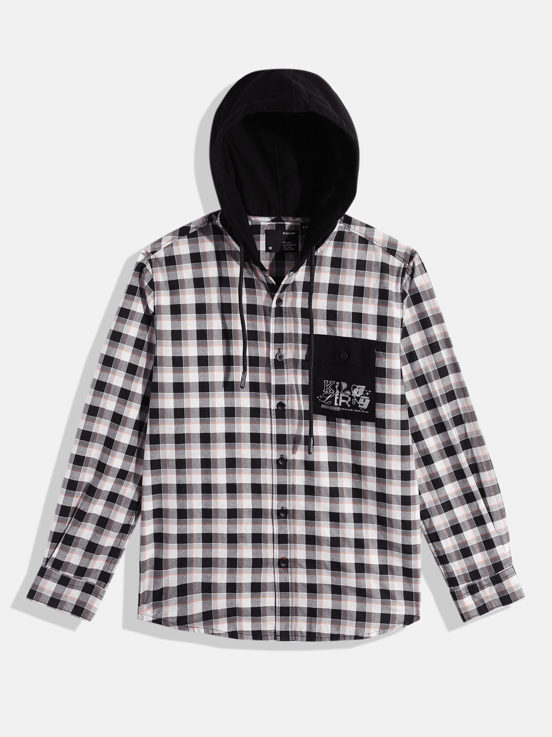

JUNIOR KILLER Boys Gingham Checks Checked Casual Shirt, Black