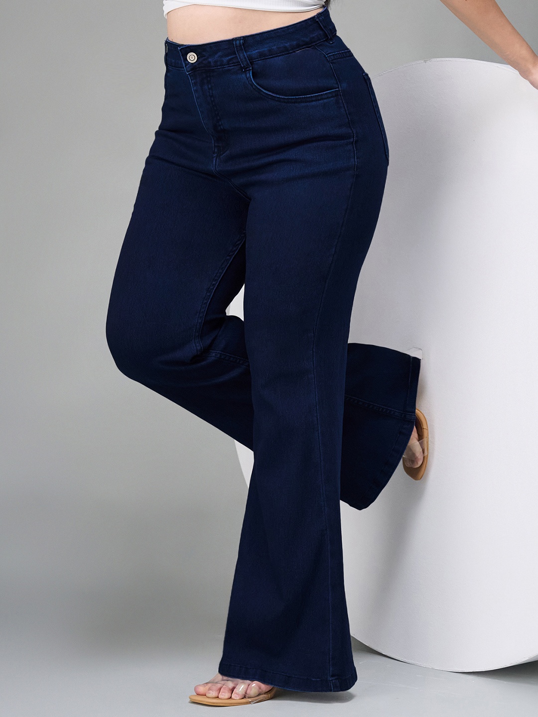 

Miss Chase A+ Women Bootcut High-Rise Stretchable Jeans, Navy blue